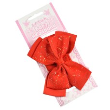 HB92-R: Red Headband w/Glitter Bow